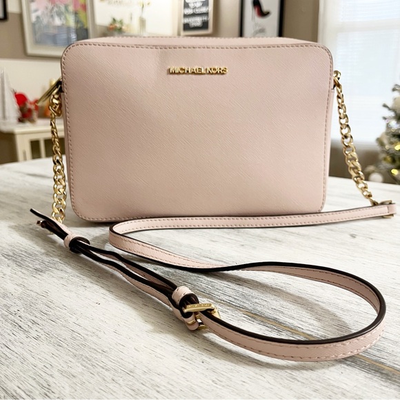 Michael Kors Pink Jet Set Large Saffiano Leather Chain Crossbody - Picture 2 of 16